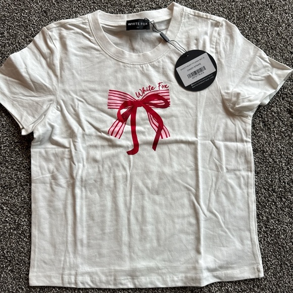 White and red striped bow pajama set - Picture 2 of 5